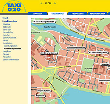 Taxi 020 utbildning elevgränssnitt